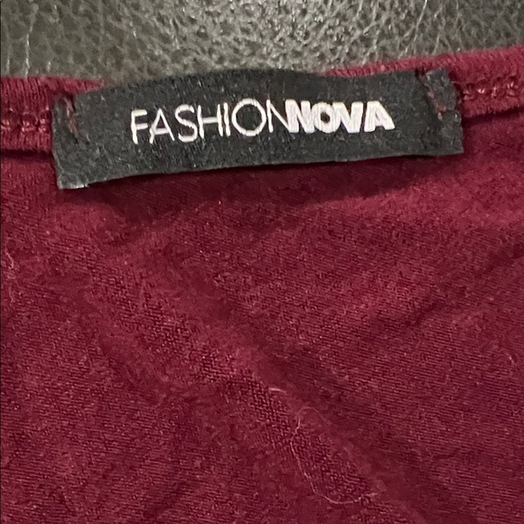 Fashion Nova Women's Burgundy Flared Lounge Pants & Crop Top Set - Picture 5 of 5